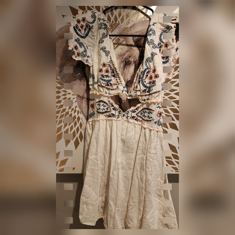 Free People Floral Embroidered Dress